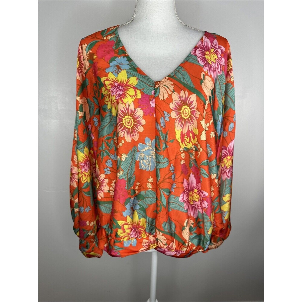 Umgee Floral Kimono Sleeve Crop Top Sz XL Boho Multicolor Colorful NWT - Picture 1 of 8